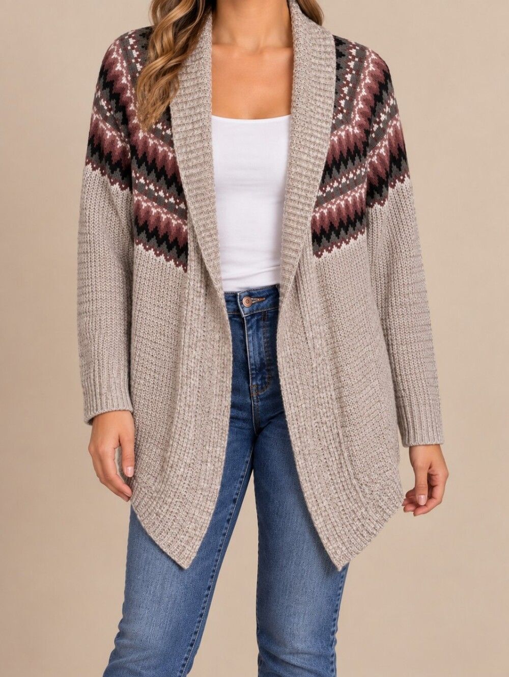 Say What? USA Made Fair Isle Aztec Knit Cardigan Sweater S Boho